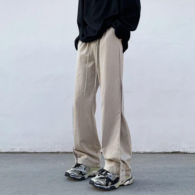 

Men's Casual Pants Loose Straight Wide Leg Pants Men New Retro Streetwear Neutral Fashion Trend Bell-bottoms Trousers