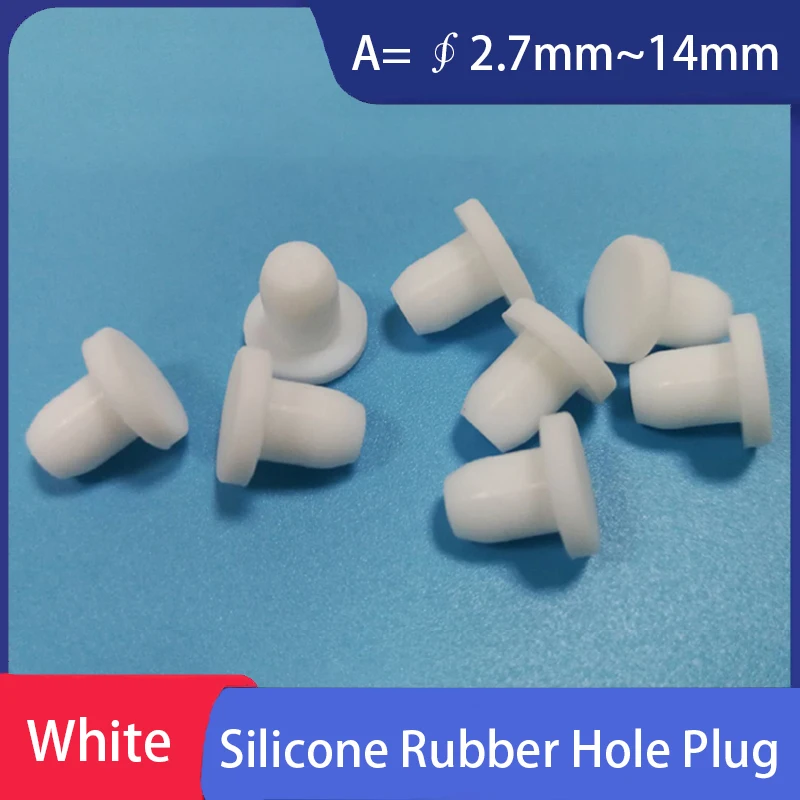 1-100pcs A=∮2.7~14mm White T-type Solid Silicone Rubber Plug Food Grade Rubber Stopper Sealing Plug Dustproof Rubber Cap