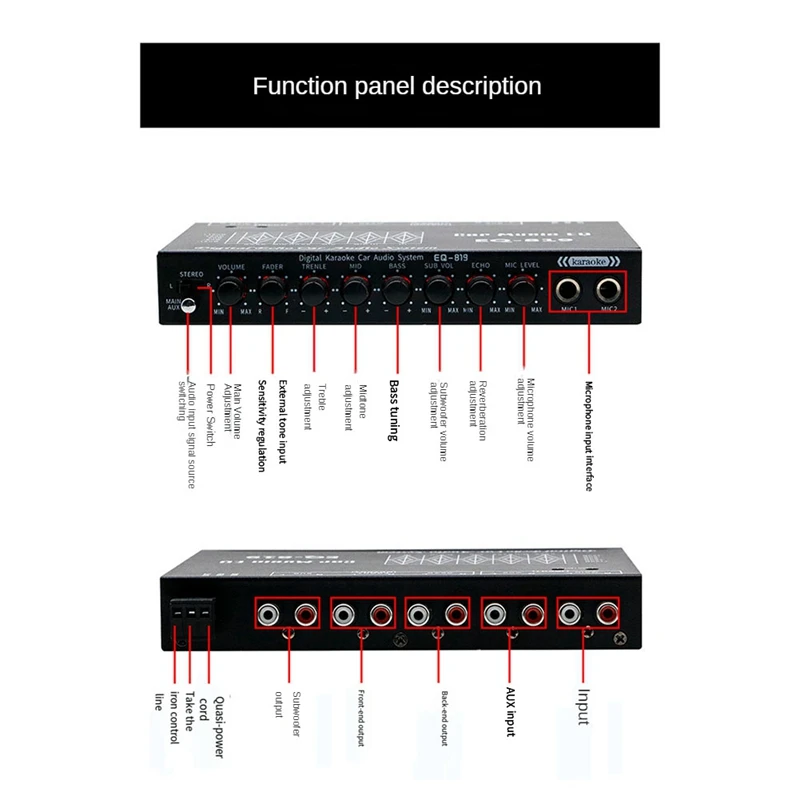 EQ-819 Car Equalizer Multifunctional Car Equalizer Multifunctional Car Audio EQ Tuning Crossover Amplifier Parametric Equalizer