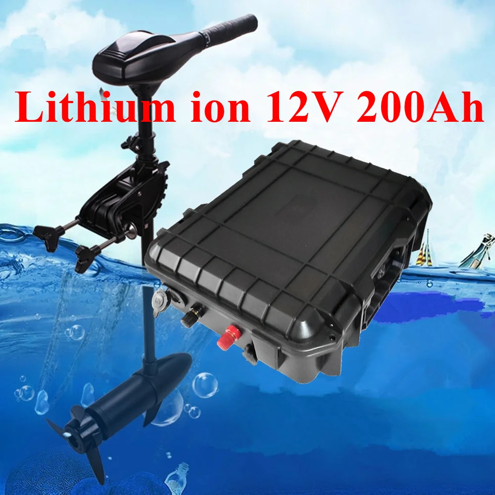 Akumulator litowy 12V 200AH 100A BMS do łodzi silnik do wędy zaburtowym zapalniczka USB RV + ładowarka 10A