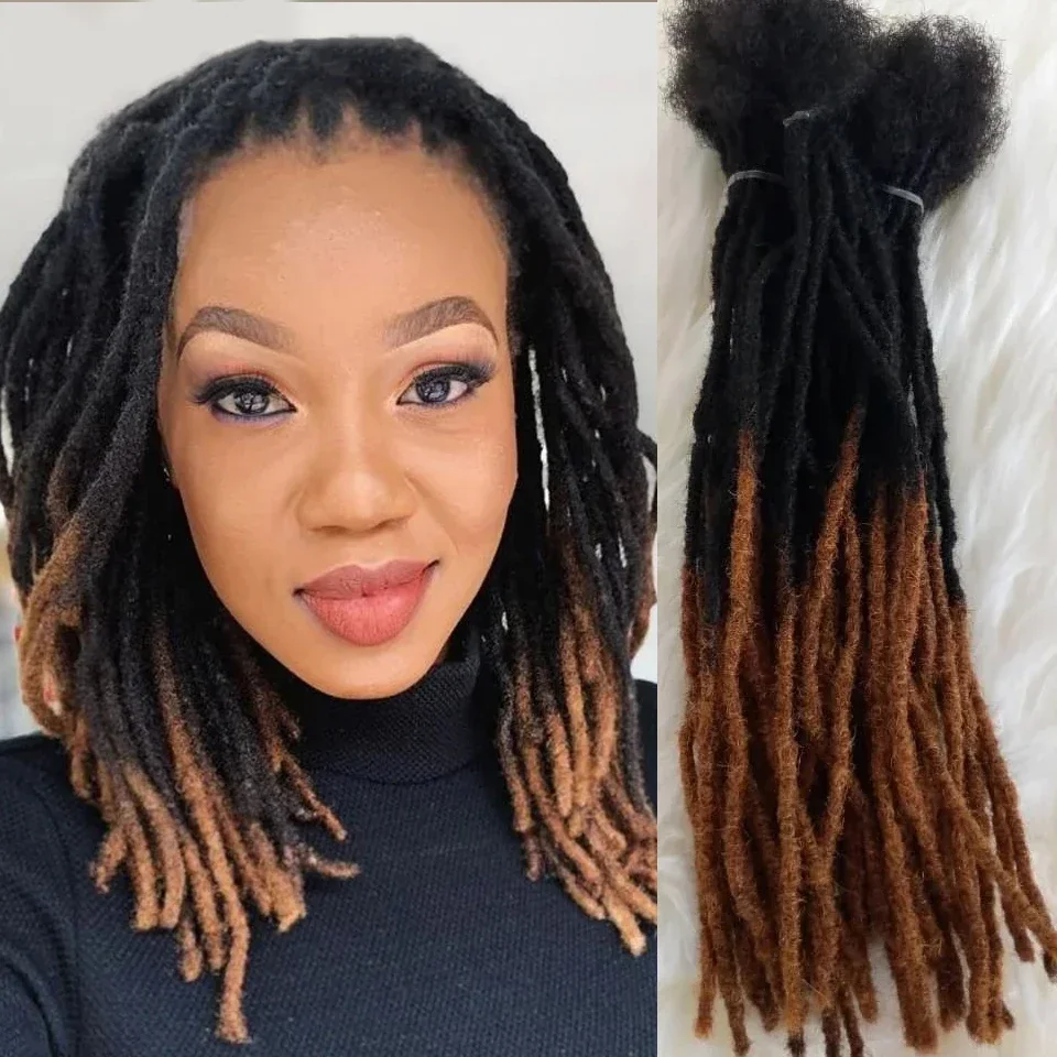 Kinky reta Dreadlocks cabelo humano, extensões Remy, Crochet tranças, Malásia, atacado, 10, 20, 40, 60 fios