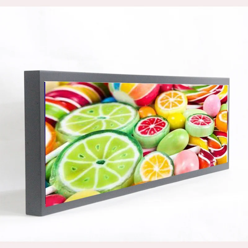 16 19 21 28 29 36.6 35 47 Inch Wholesale Small Digital Signage for Shelf Stretched Bar LCD Screen Strip Display for Supermarkets
