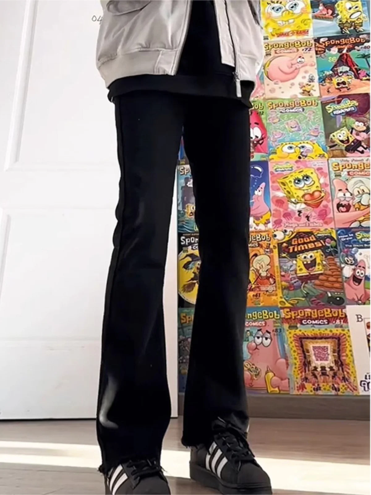 

Bla Frayed Hem Jeans Men's Spring Autumn Sle Slim Fit Narrow Version Cool And Haome Micro Flare Pants Straight Tube Leg