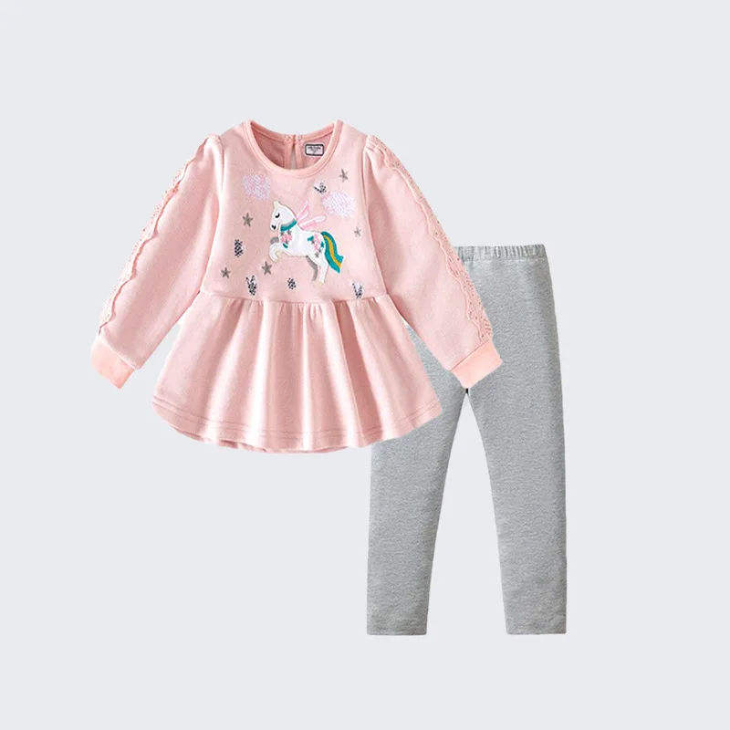 

Girls' Skirted Suit Autumn Winter New Style Small and Medium Children Round Neck Fashionable Little Girl Two-Piece Set