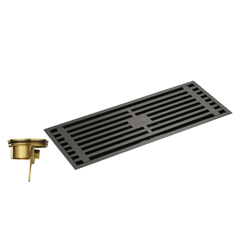 Elegante accessorio da bagno grigio antiodore con scarico a pavimento lungo per doccia