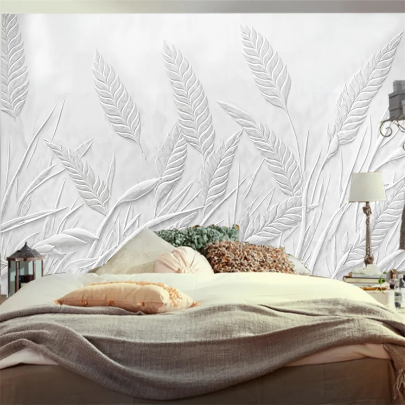 

Nordic Simple 3D Custom Mural Wallpaper Small Fresh Flamingo Feather Design Golden Lines Living Room Bedroom Wallpape home decor