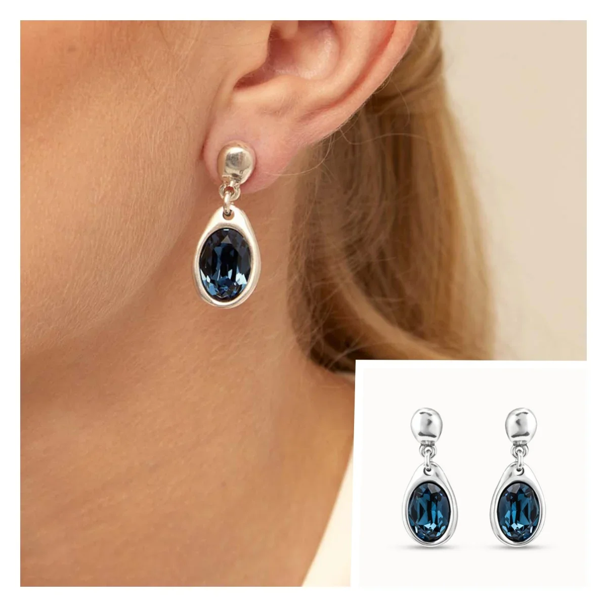 Luxury 2024 Spanish original unode50 stylish blue crystal dangling earrings for women elegant temperament jewelry party birthday