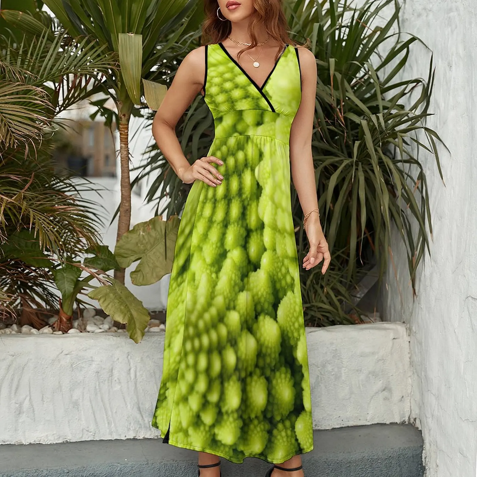 Romanesco-vestido de noche sin mangas para mujer, traje elegante de brócoli, 2024