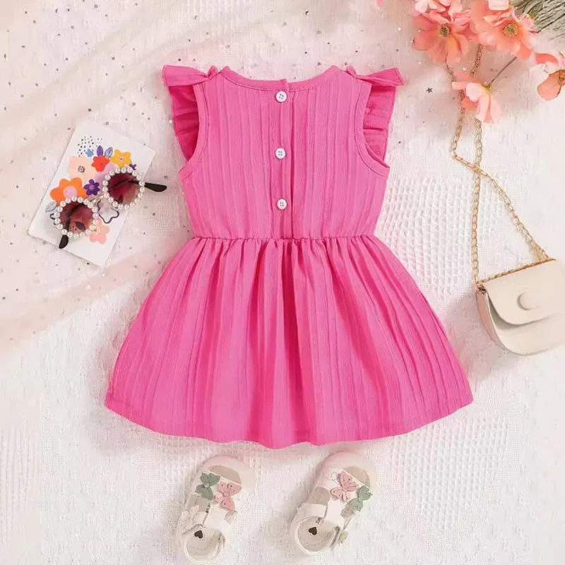 Dress For Baby Girl Summer Newborn Clothes Fashion Cute Bowknot Princess Dresses Solid Color Casual Infant Toddlers Clothing D2L