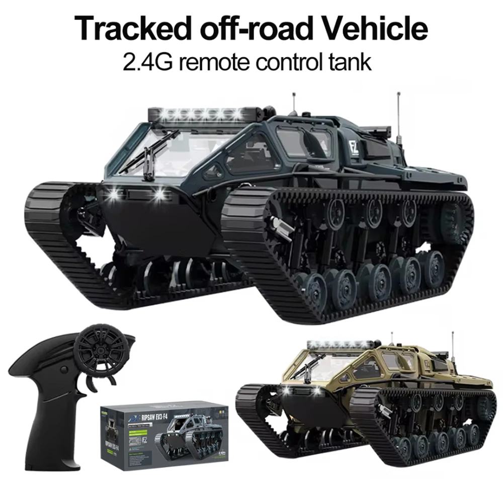 Full Scale Tracked Off-road Vehicle C8812 RC Tank Simulation Model RC Car 2.4G Remote Control Crawler with LED Light Toy for Boy