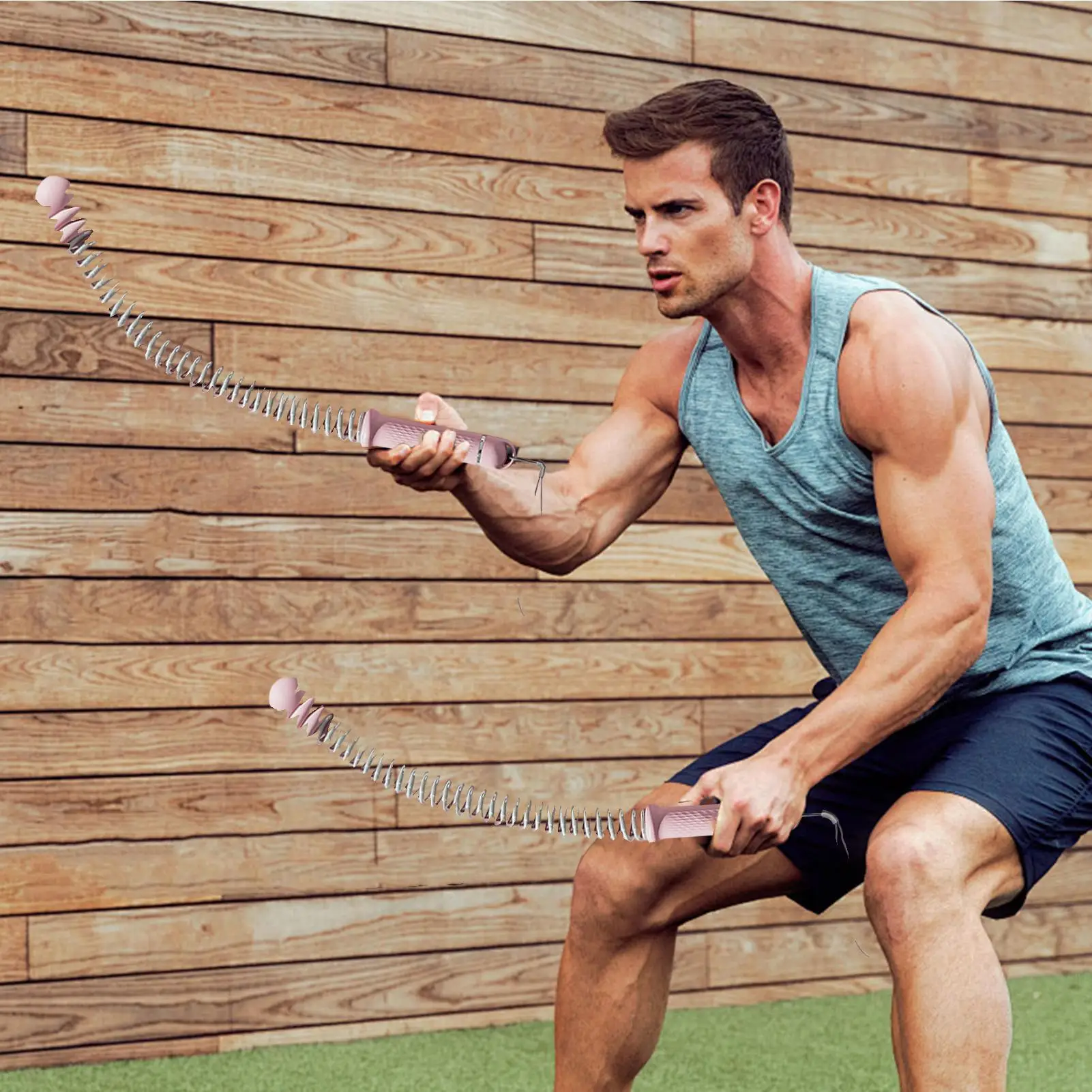 Battle Ropes For Home Gym Cordless Weighted Strength Training Portable Men Women Battle Rope Sticks For Cardio Aerobic