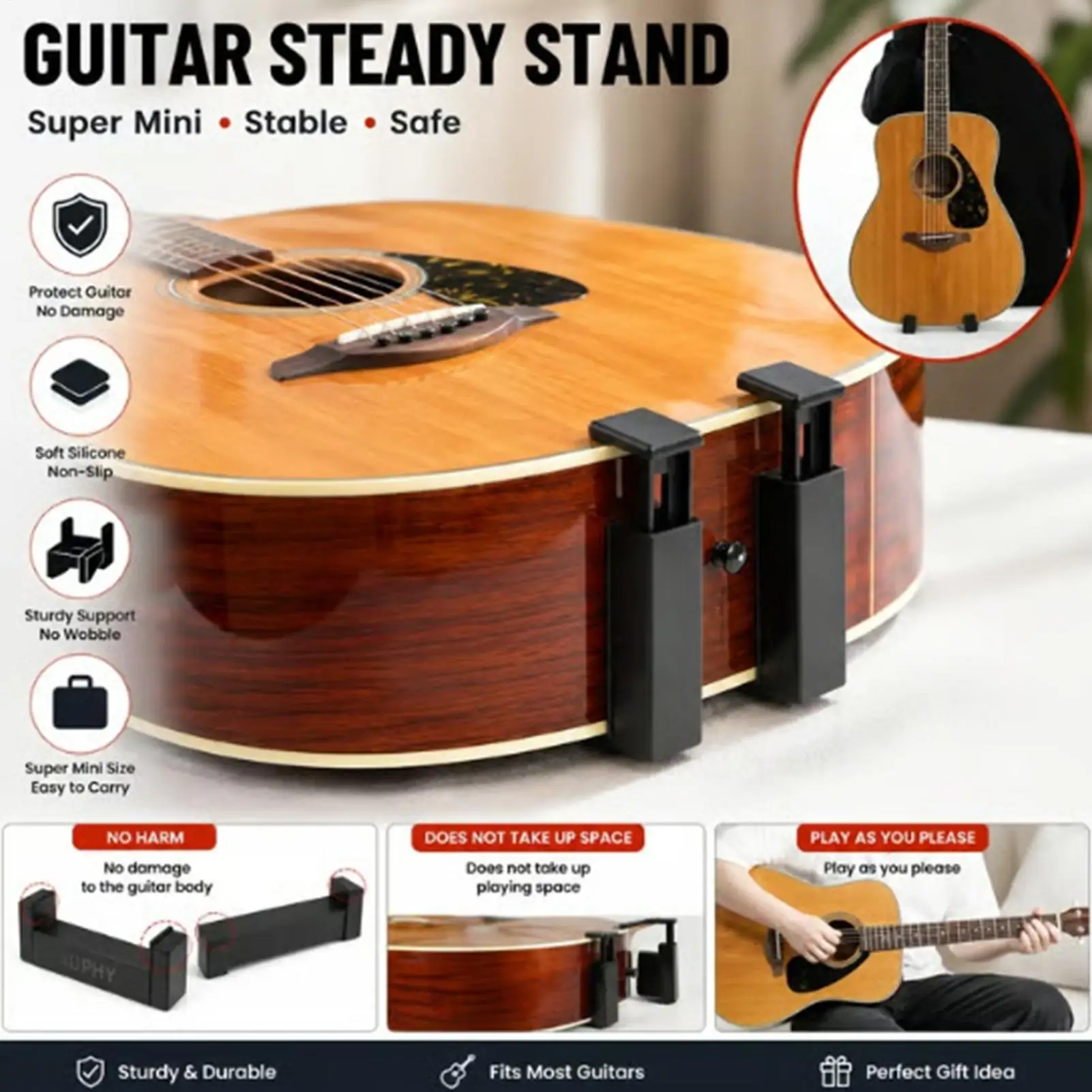 Floor Guitar Stand Portable Ukulele Storage Display Electric Bass Stand For Acoustic Bass Banjo Music Player Instrument Travel