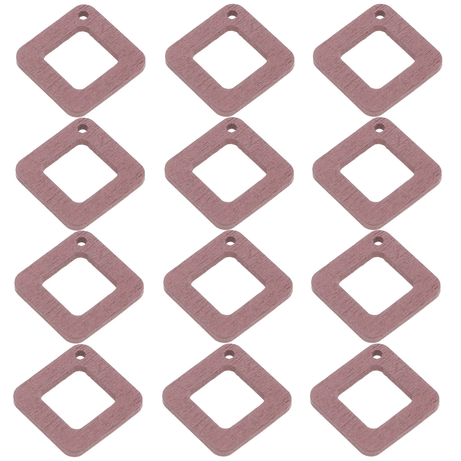 

40pcs Wooden Ear Decor Material Hollow Square Earrings Findings for Diy Jewelry Making Pink Costumes Accessories