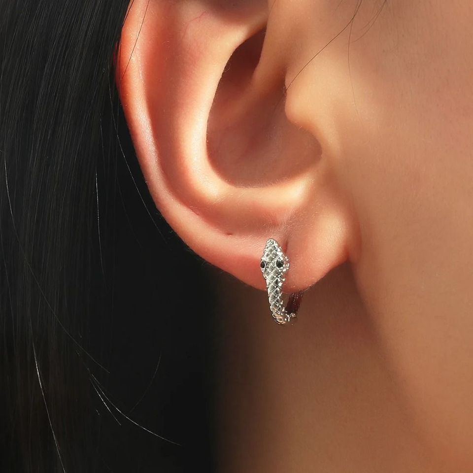 New Design Stainless Steel Small Hoop Earrings for Women Animal Snake Shaped Gold Color Punk Earrings Party Jewelry