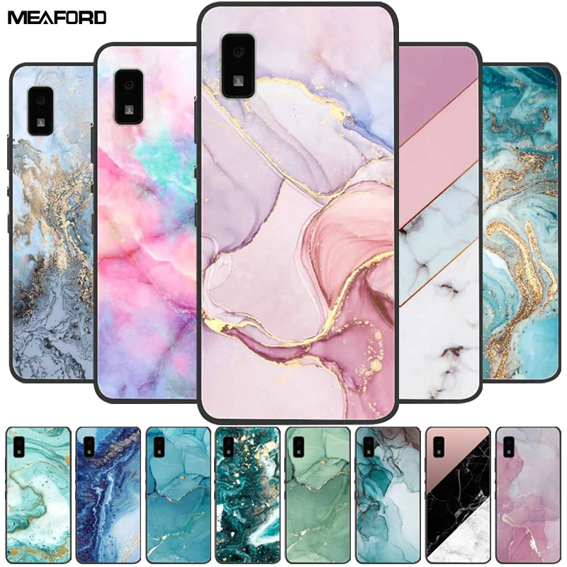 Funda trasera para Sharp Aquos Wish2 Wish 2, carcasa de silicona TPU suave de mármol SH-51C, color negro, para Sharp Aquos Wish3, Wish3, SH-53D