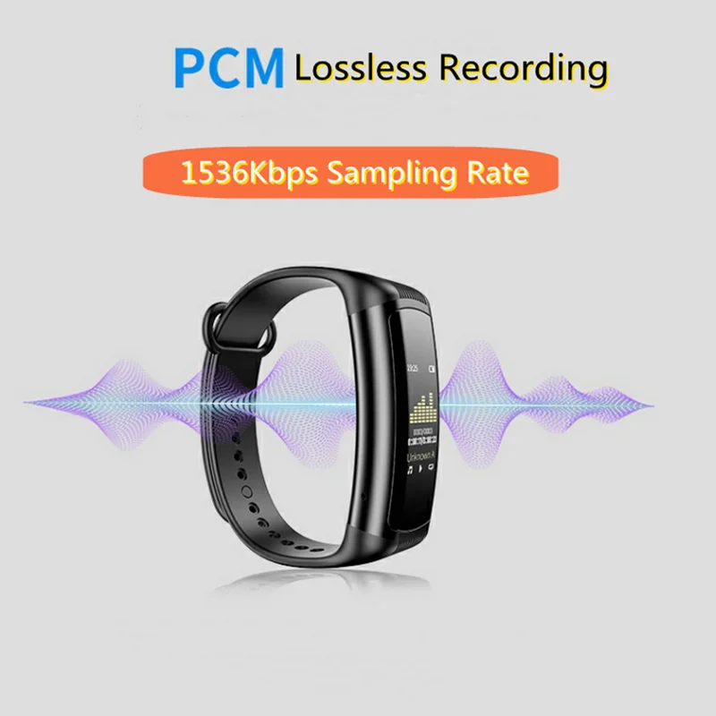 Digital Voice Recorder Voice Activated Audio Recording Smart Watch Bracelet Sport Wristband Dictaphone Portable Mp3 Music Player