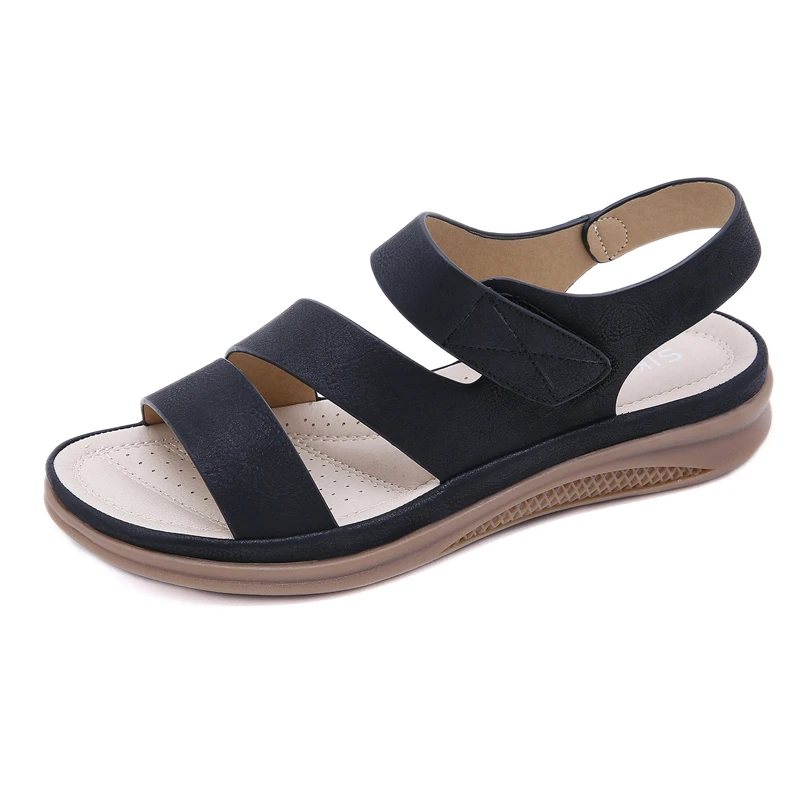 Sandalias planas con cuña para mujer, zapatos ligeros de suela suave, Punta abierta, talla grande, informales, bohemios, Verano