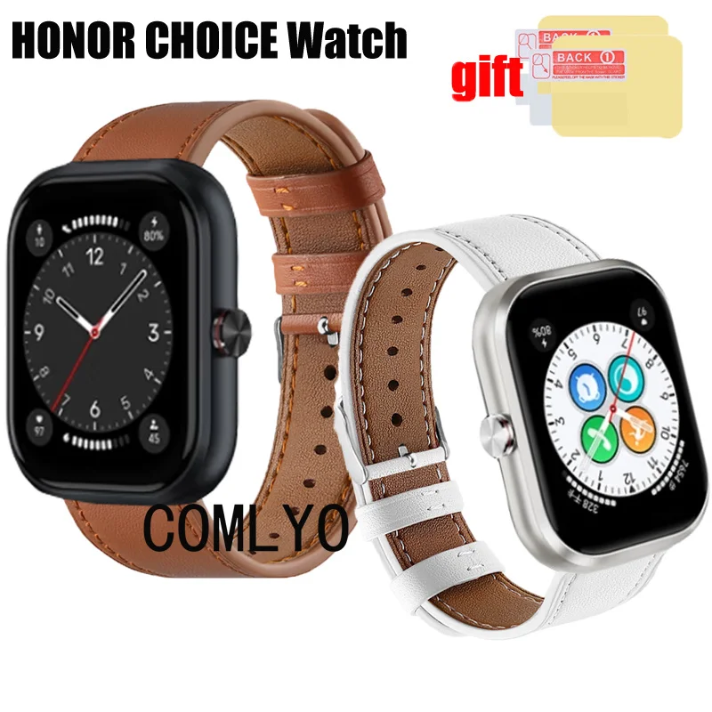 3in1 For Honor Choice watch Strap Leather Band Wristband Replacement Soft Women men Belt Screen Protector Film