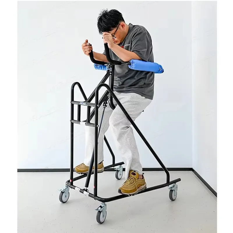 Height-adjustable hemiplegic walker bracket with seat and wheelchair, rehabilitation equipment for adult patients