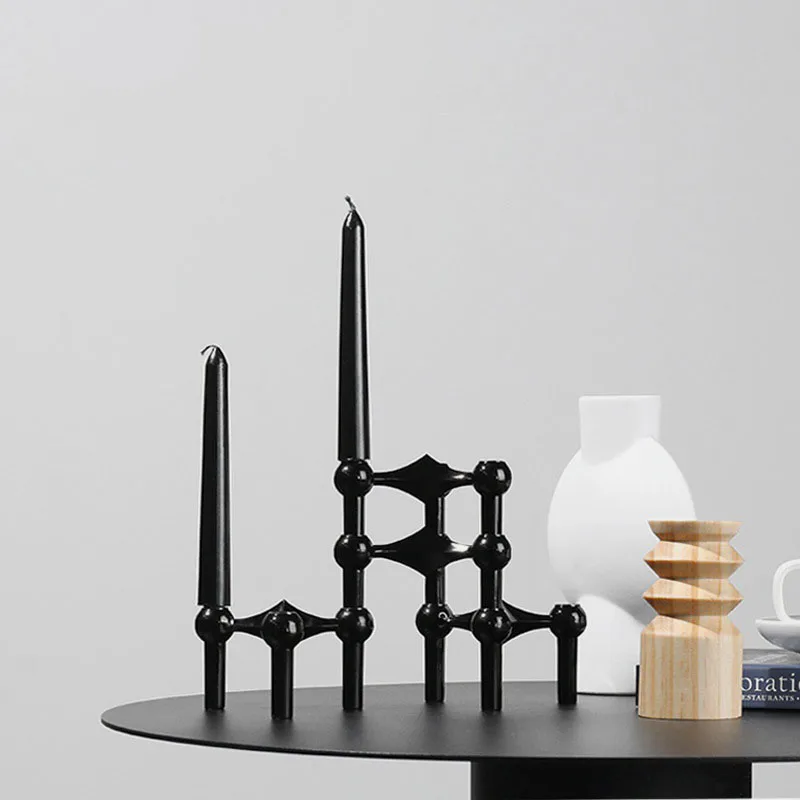 

Metal Molecular Structure Candle Holder Nordic Silver Candlestick Centerpiece Living Room Decoration Gift Home Decore Candelabra