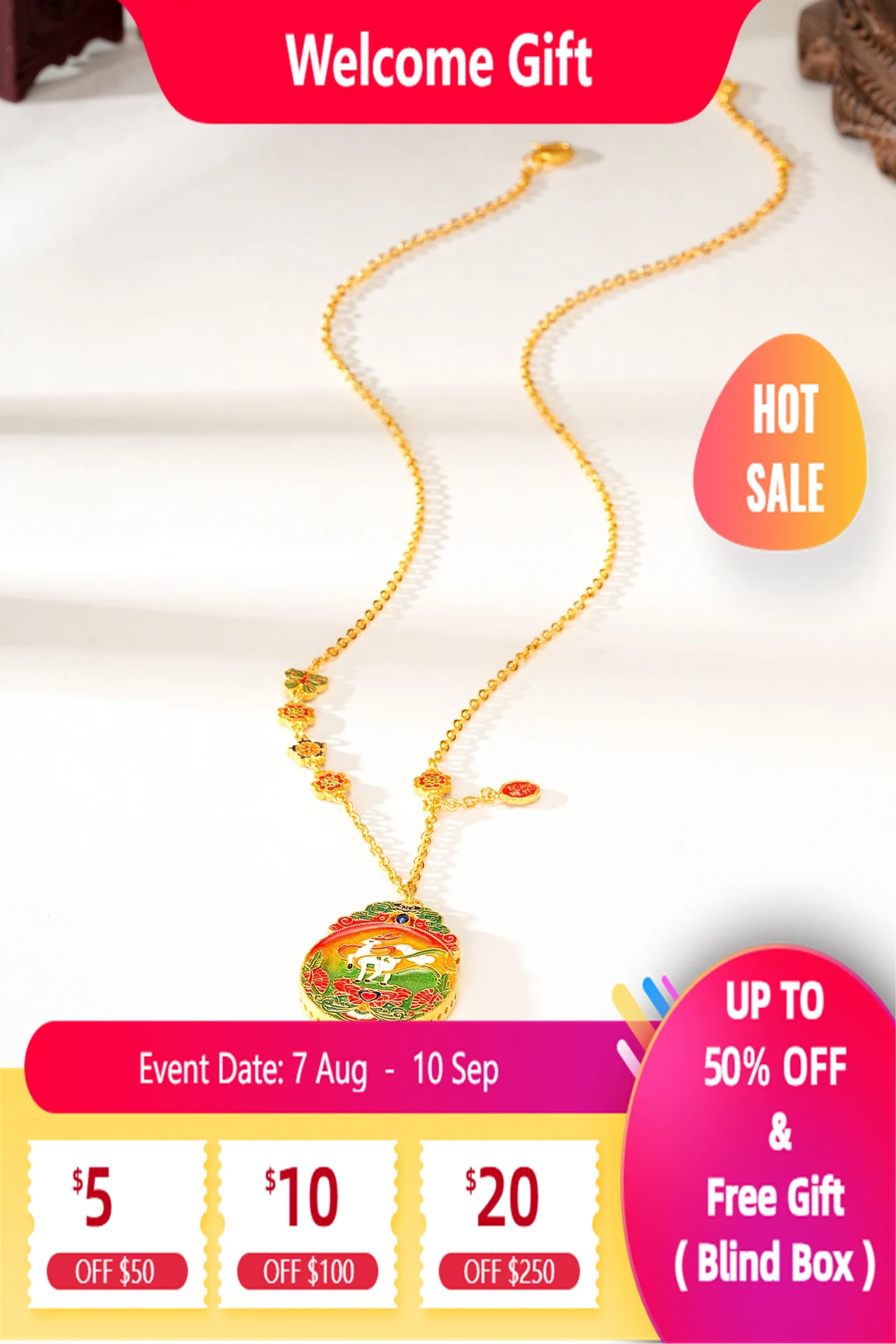 

Lium Gems Enamel inlay Deer Necklace 925 Sterling Silver 24k Gold Vermeil Pendant Necklace Gifts Jewelry for Women Teen