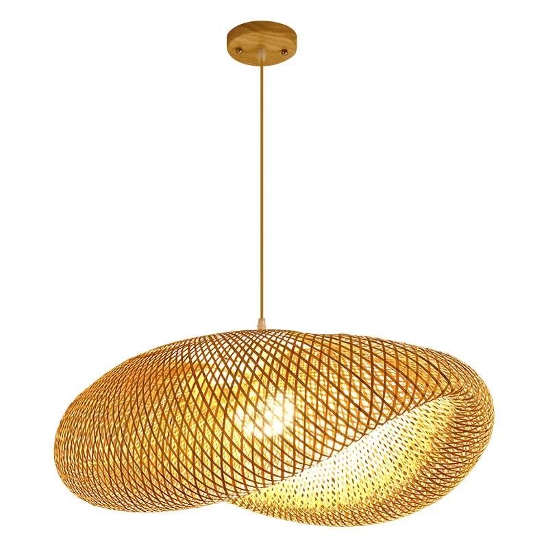 Imagem -05 - Grande Rattan Vime Bambu Luz Pingente Teto Lustre Pendurado Lâmpada Mão de Malha Trançado Casa Vivendo Cama Decoração do Quarto Tamanho