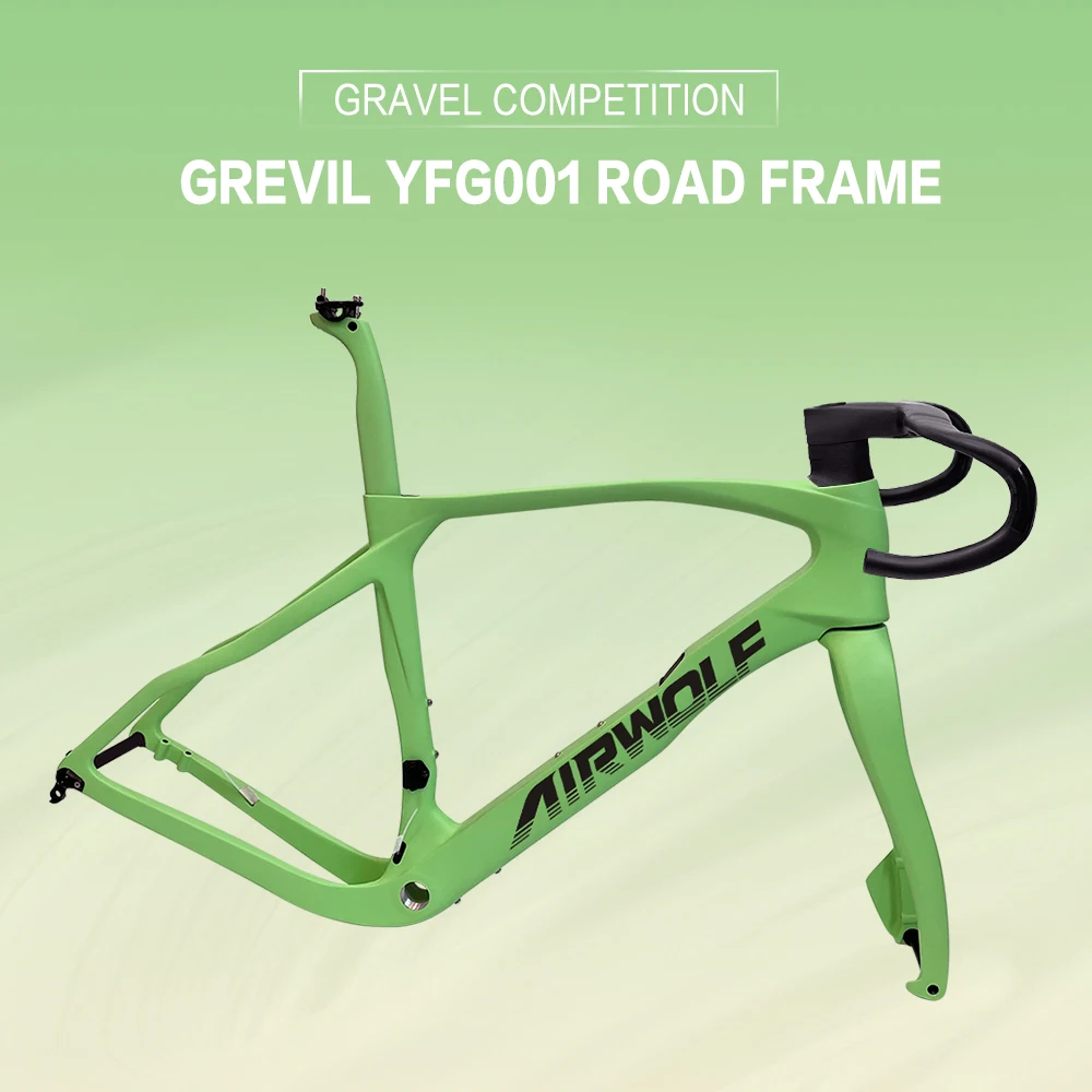 Airwolf Carbon Gravel Frame 700*45C Disc Brake Full Hidden Cable Gravel Bike Frame BSA Carbon Cyclecross Bicycle Frame
