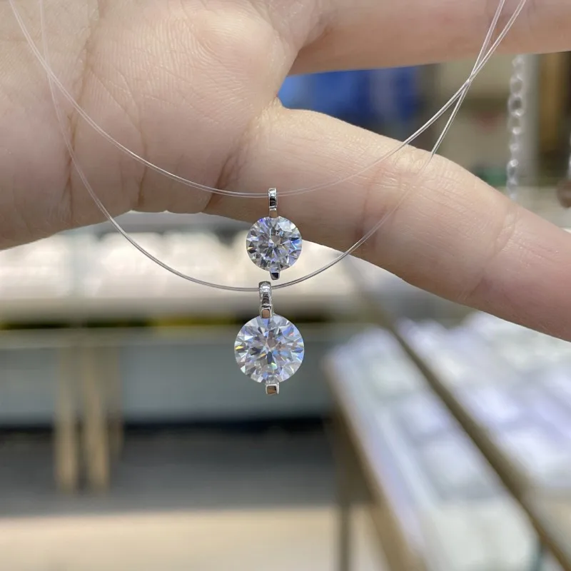 

Следуйте за облаком, 1 карат, 2 карата, пасьянс, муассанит, бриллиант, невидимая леска, ожерелья для женщин, ювелирные изделия с сертификатом GRA