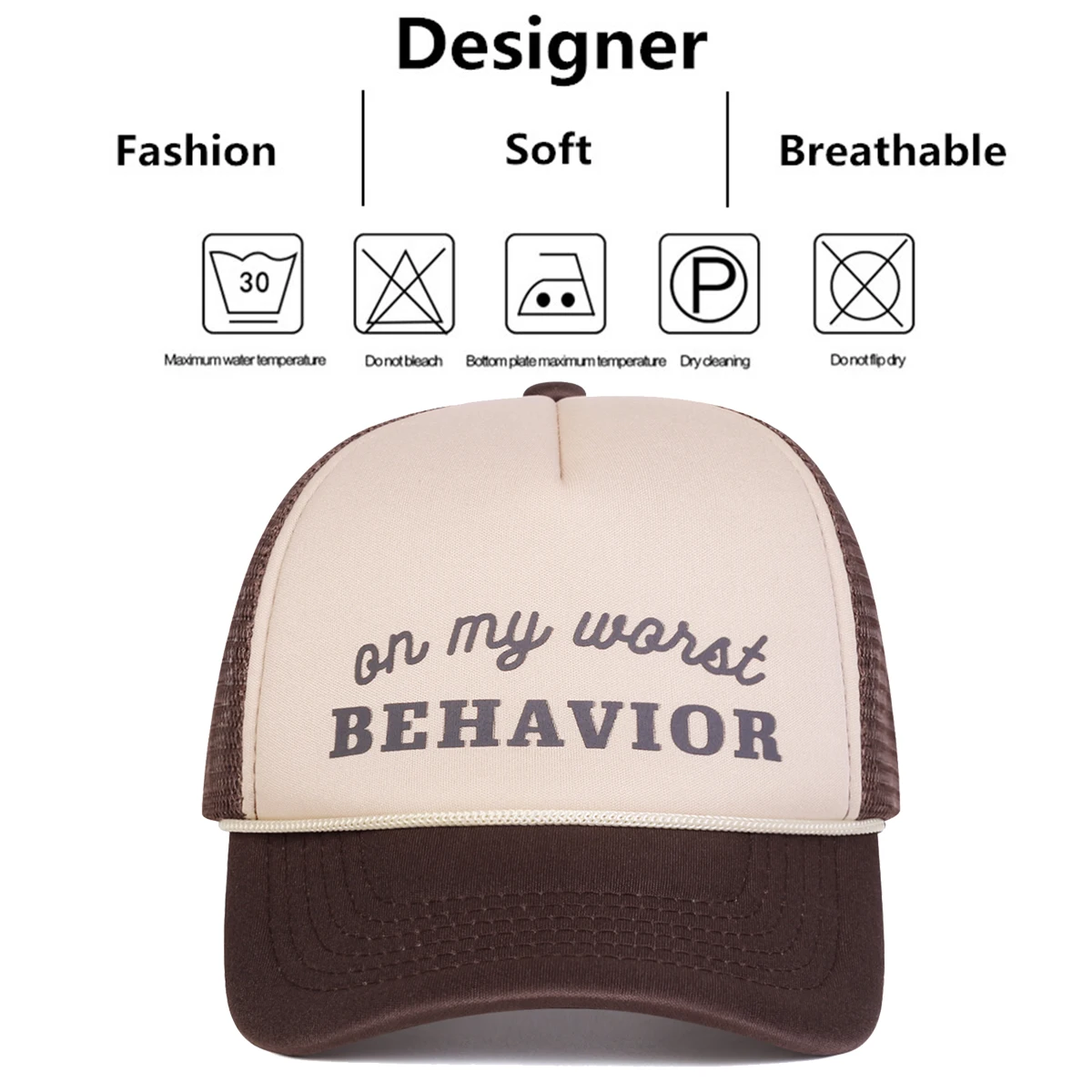 للجنسين BEHAVIOR رسالة مطبوعة قبعات البيسبول صافي الربيع والصيف في الهواء الطلق قابل للتعديل قبعات عادية واقية من الشمس قبعة قبعة رياضية #6