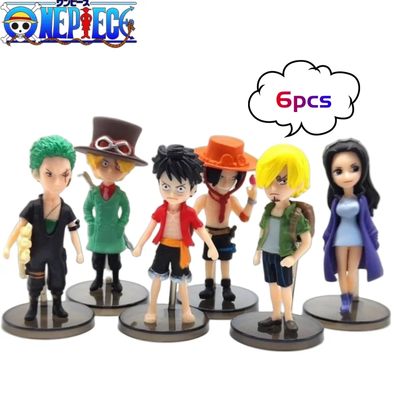 Una pieza Luffy Zoro Q edición 6 figuras estatua modelos creativos de alto valor dibujos animados Anime coche ordenador escritorio ornamento regalos
