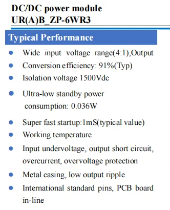 URA/URA XXXXZP-6WR3 Hi-Link 6W Regulated DC-DC Converter 24V 4:1 Input Dual Output 1500V Isolation Low Ripple Power Supply