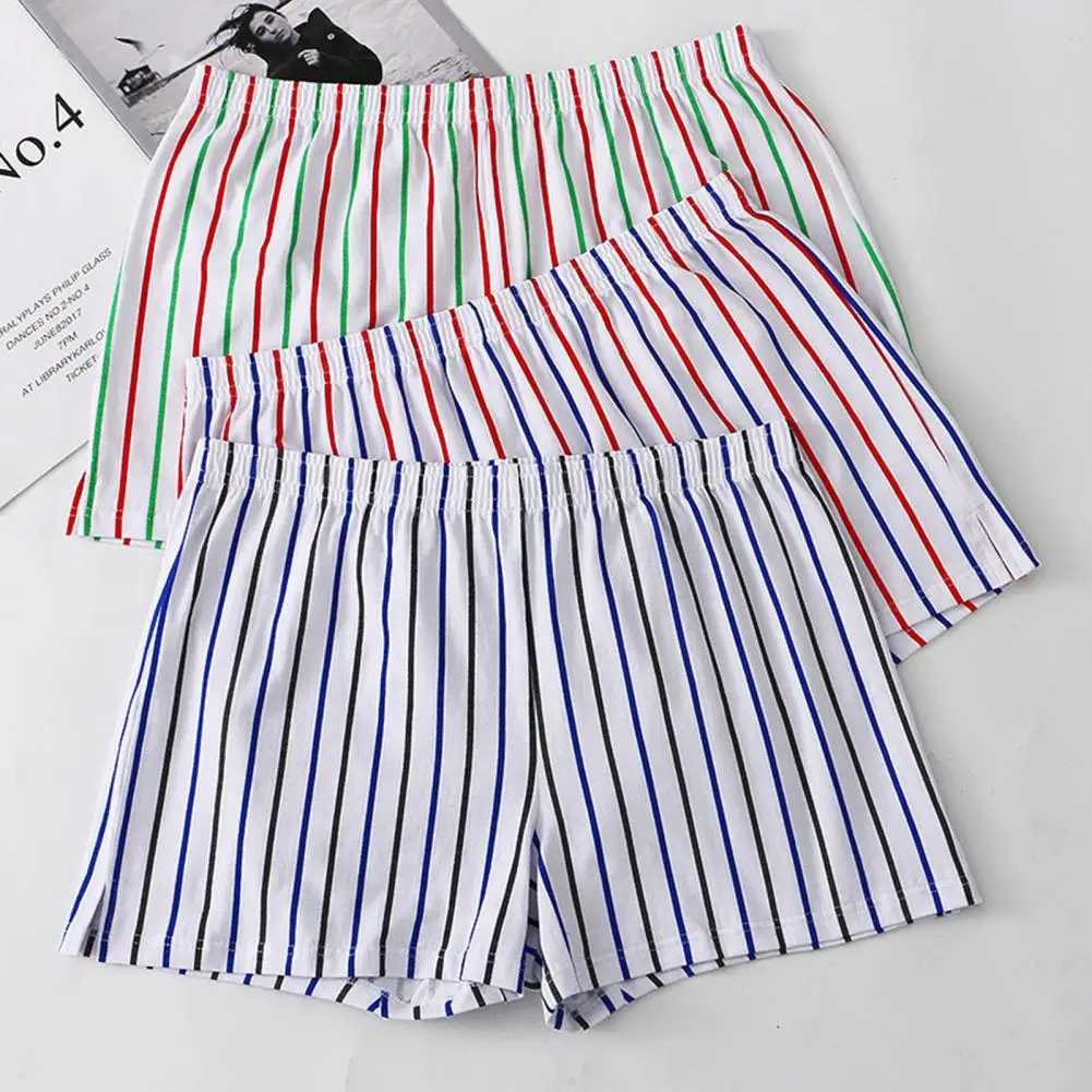 Stripe Men Shorts Briefs Breathable Shorts Briefs Loose Casual Elastic Waistband Button Mens Boxer Underwear Shorts Panties