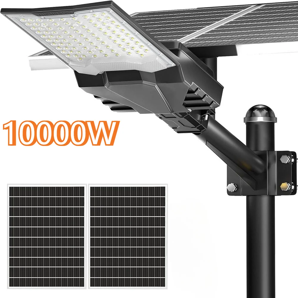 

Солнечные уличные светильники 10000 Вт, 6500K, для улицы, сверхмощные прожекторы для парковок, водонепроницаемые, на солнечной энергии, для сада