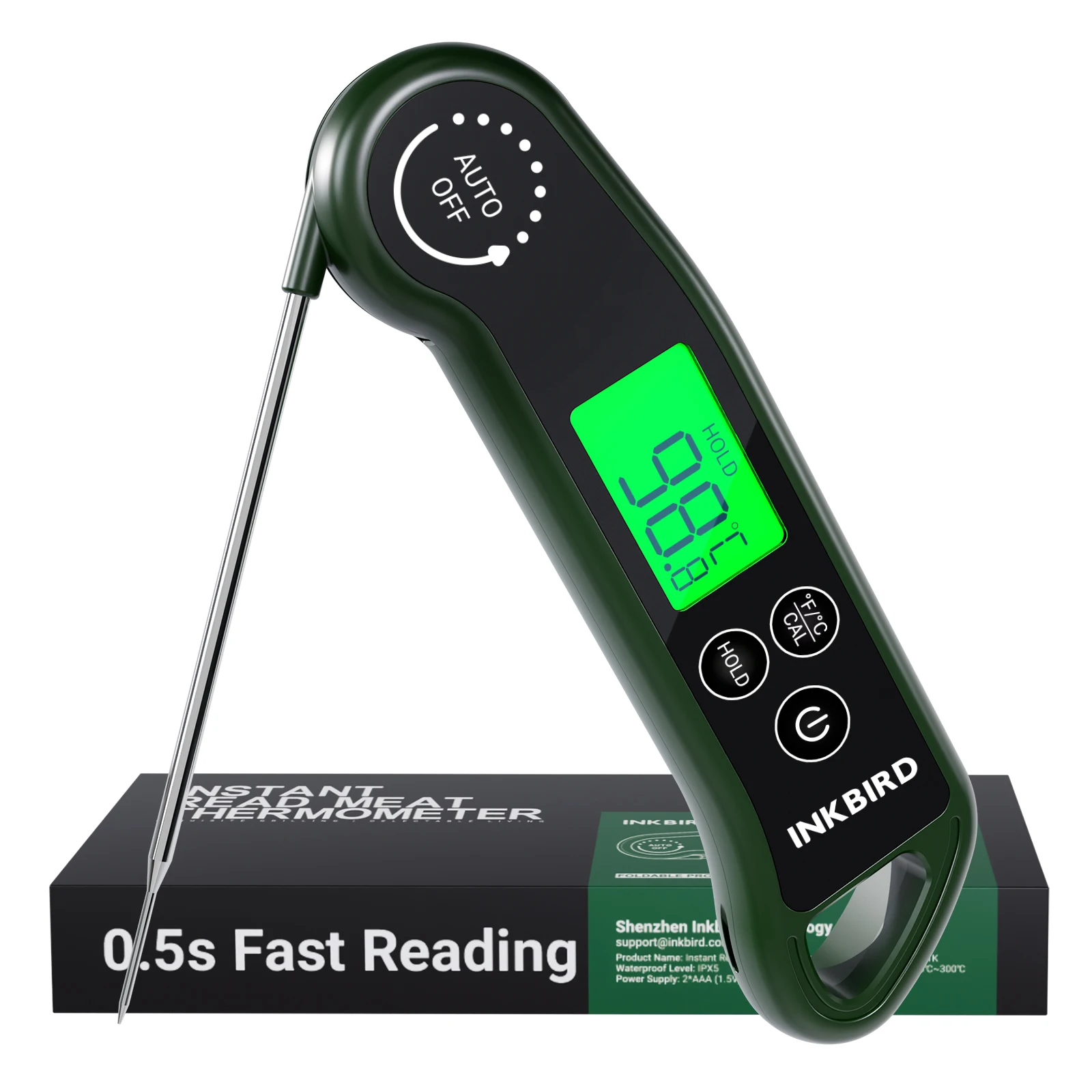 

INKBIRD RHT-11K Instant Read Meat Thermometer, 0.5s Fast, ±0.3℃ Accurate, IPX5 Waterproof, LCD Backlight, for BBQ Baking Frying
