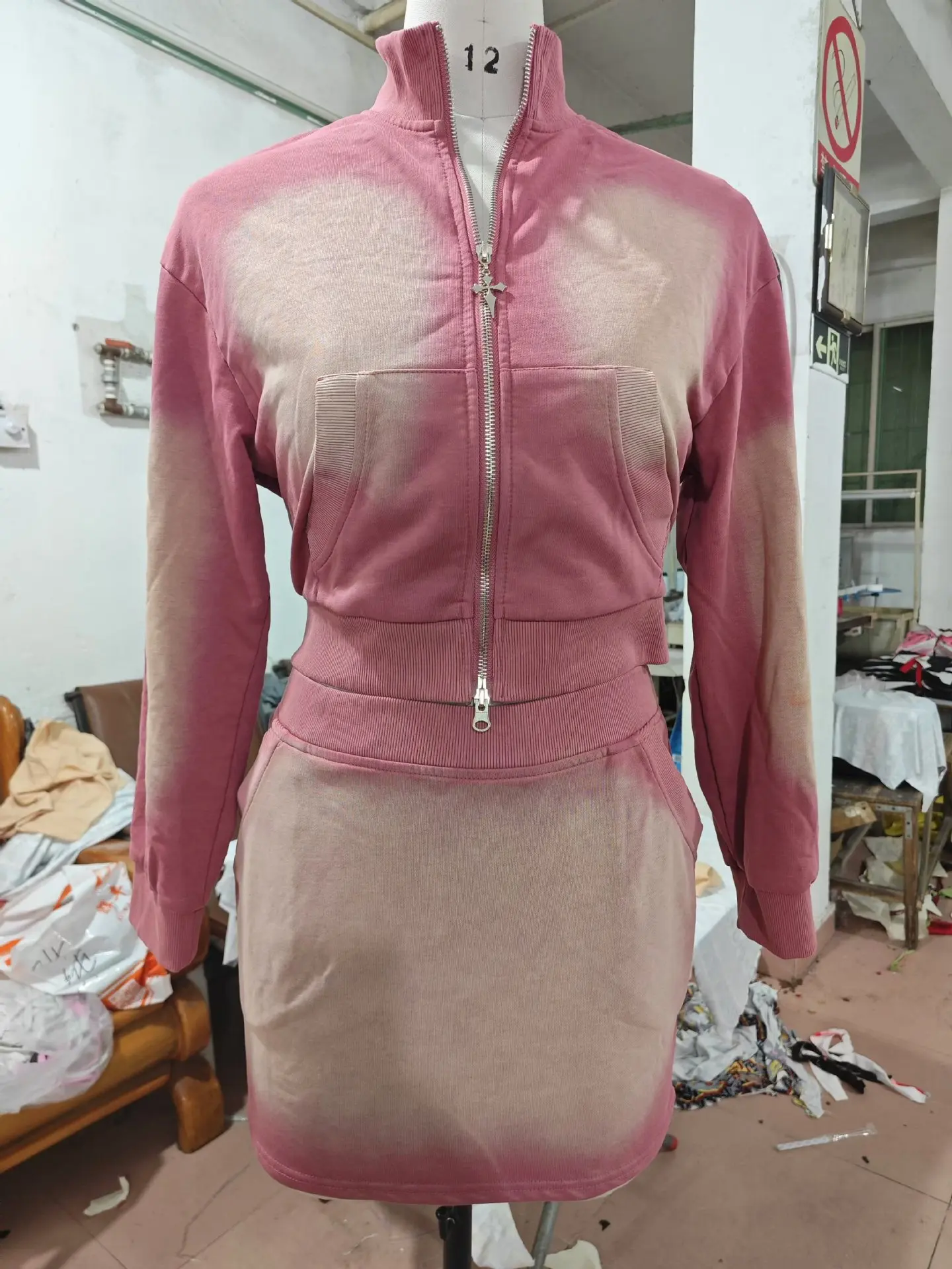 Set da due pezzi Set gonna da donna Set coordinati Set di abiti Cappotti con cerniera Gonne corte Una linea a vita alta Avvolgente sui fianchi Slim Y2k Streetwear