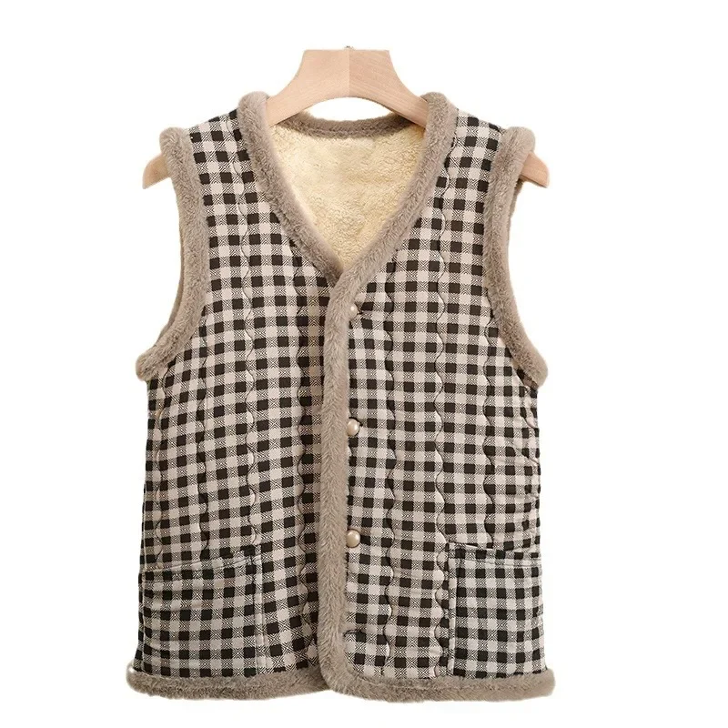 Casual Autumn and Winter Clothing for Women Short Vest with Fleece and Warm Floral Cotton Jacket, Fashionable Floral Cotton Vest