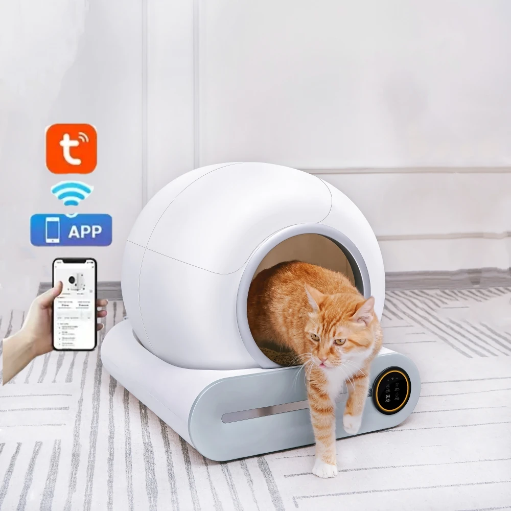 No Smell Electric Litter Box Automatic Timed Cat Toilet TUYA App Control Self Cleaning Cat Litter Box For 3.3-17lbs Cats