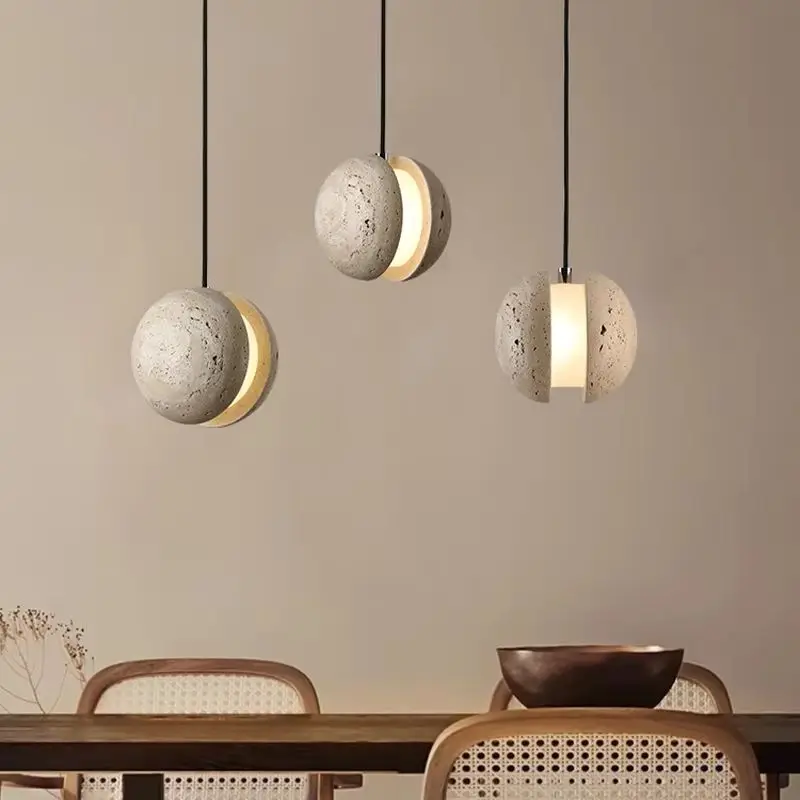 

Yellow Cave Stone Pendant Light Bedroom Bedside Hanging Line Light Homestay Retro Wabi Sabi Style Nordic Creative Pendent Lamp