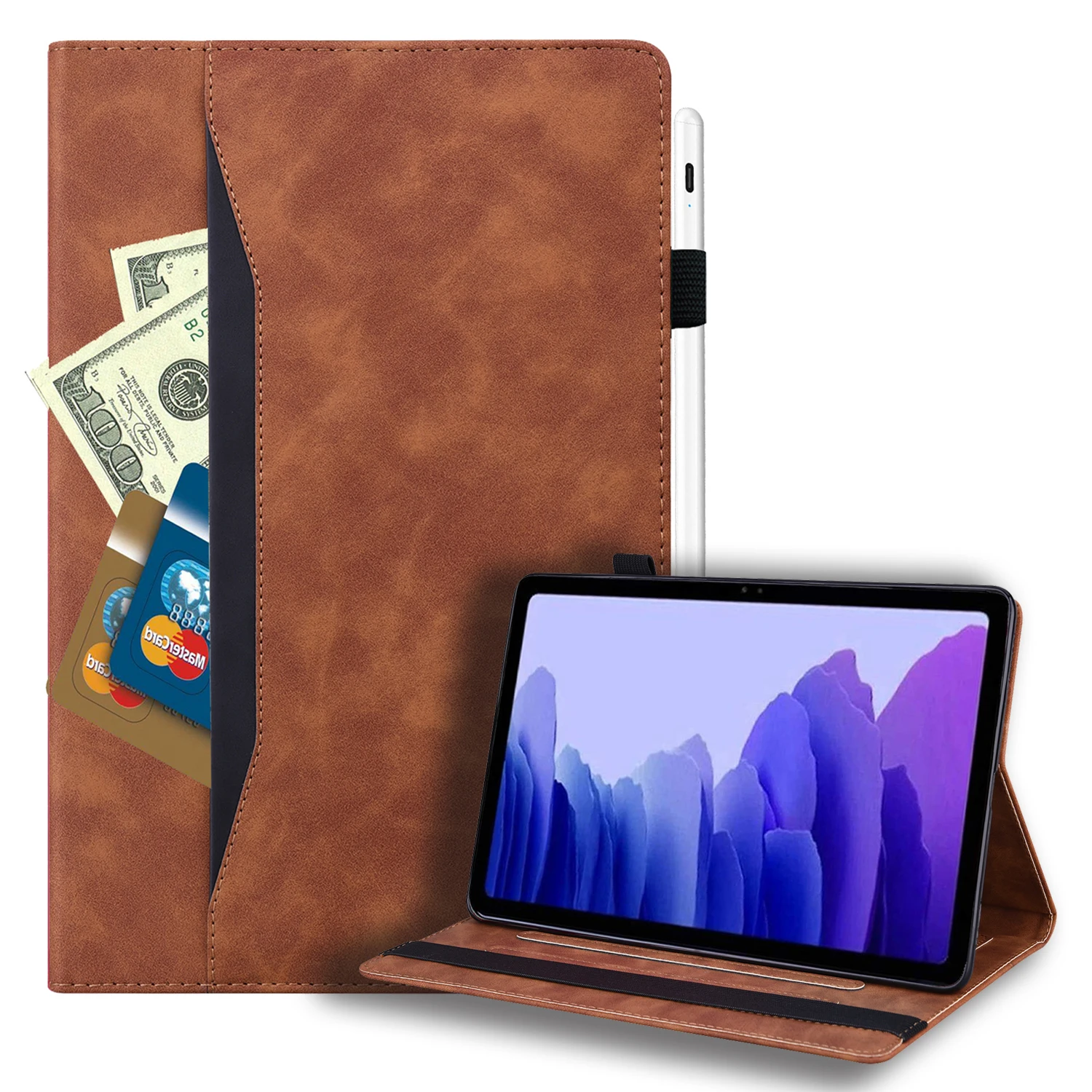Business Flip Tablet Cover for Apple iPad Air 11 2025/2026 Multi-Angle Stand Card Pocket Stylus Loop for iPad Air 2022 Pro 11