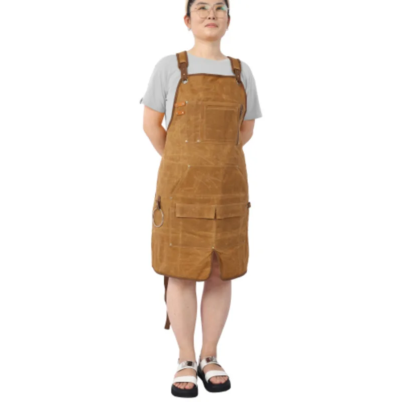 

Long Heavy Duty Waxed Canvas Tool Apron Carpenter Woodworking Aprons Carpenters Water-Resistant 18 Oz Fully Adjustable