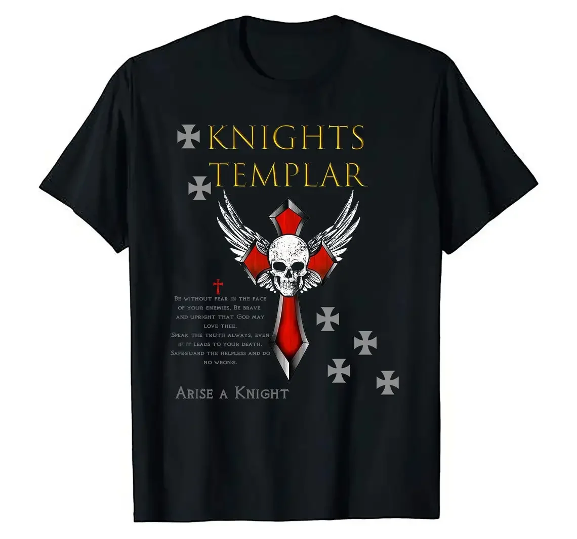 Knights Templar Christian Warrior Religious Message Oath T-Shirt 100% Cotton O-Neck Short Sleeve Casual Mens T-shirt Size S-3XL