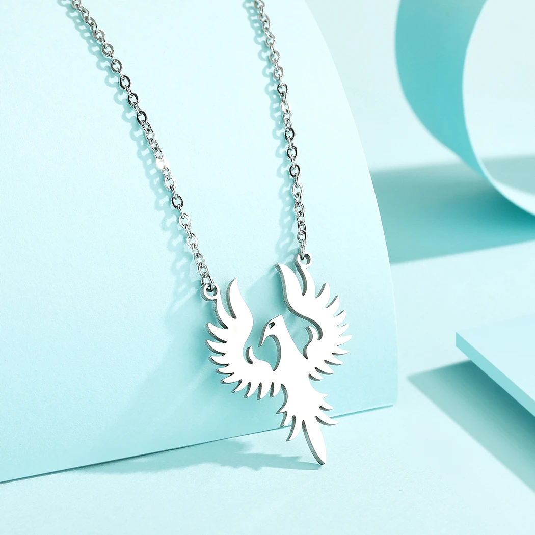 Chandler Stainless Steel Phoenix Rising Necklace Phoenix Pendant Gold Plated Phoenix Necklace Phoenix Charm Bird Necklace