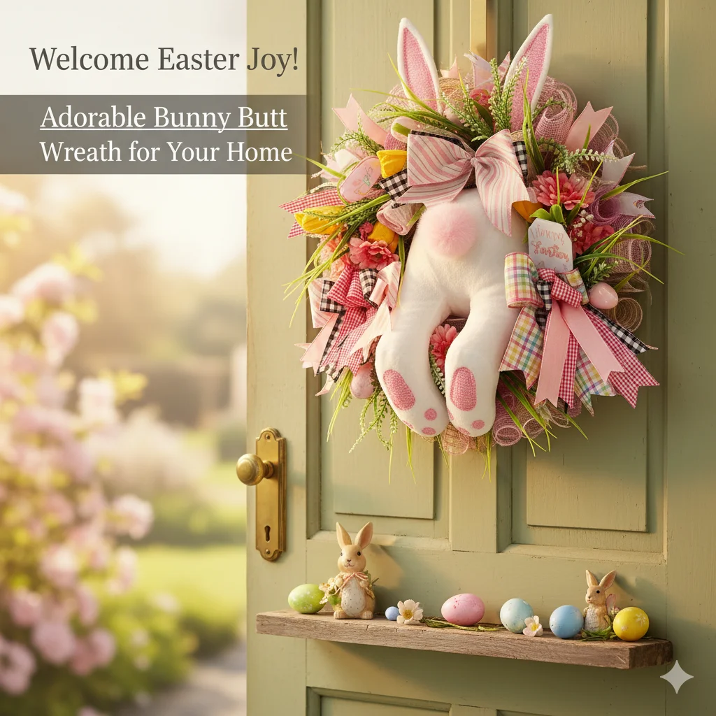 

Easter Rabbit Garland Home Decor Door Wall Window Oranments Bunny Artificial Plants Flower Wreath Party Festival Decoration