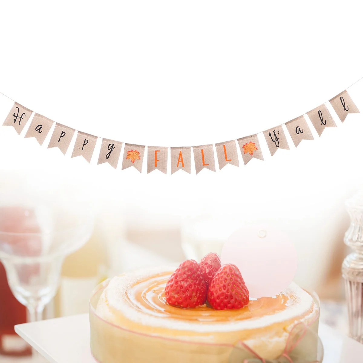 

3.5M Burlap Happy Fall Garland For Thanksgiving Party Decoration Home Office Bar Shop Festive Celebration Maple Leaves