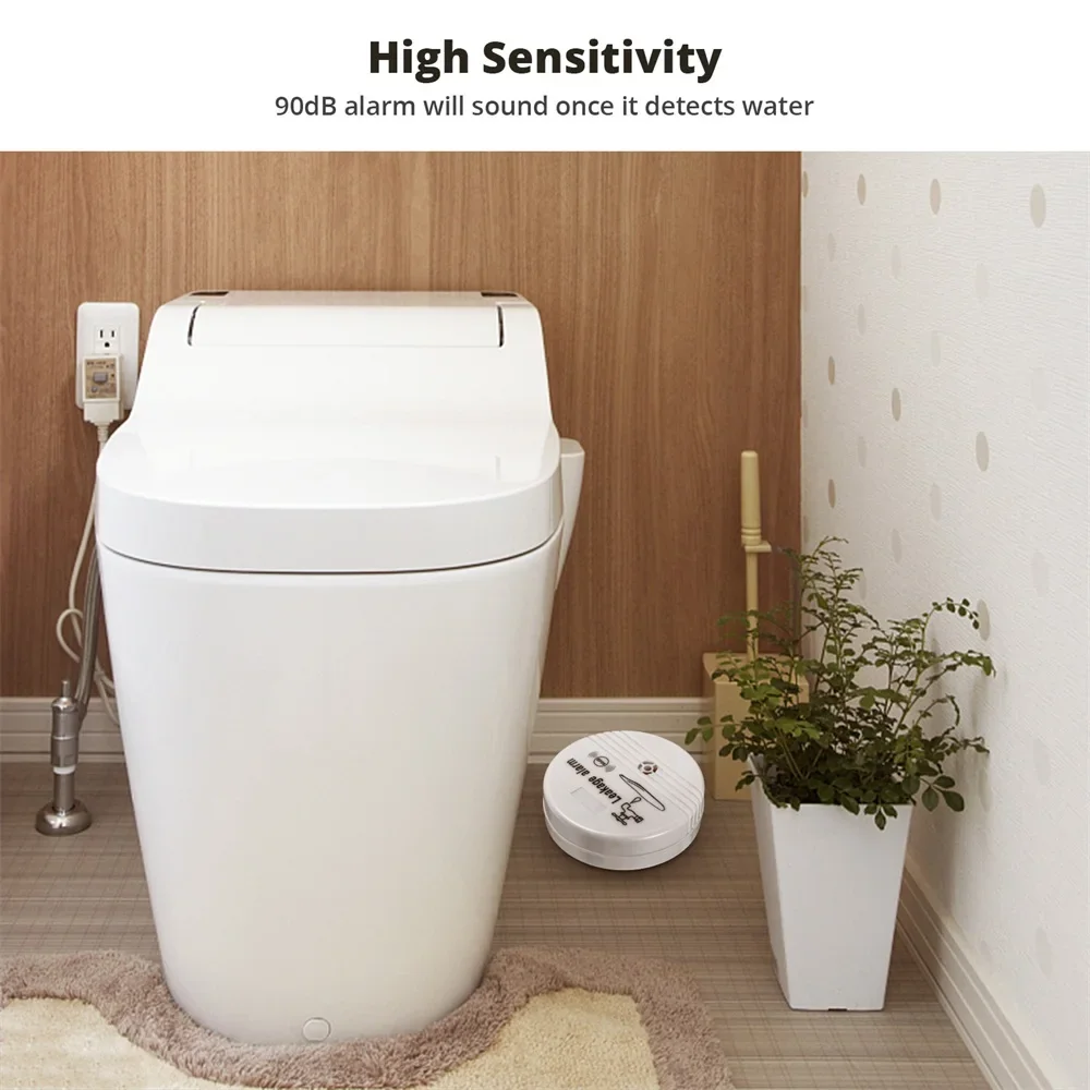 Fuers Water Leak Detector Alarm Sensitive Leak Drip Alert with 90db Loud Home Security Overflow Sensor for Kitchen Bathroom