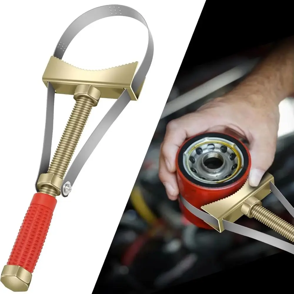 Schwerlast-Ölfilter-Schlüssel mit Verstellbarem Gurt, Müheloses Ölfilter-Entfernungswerkzeug, Hochdrehmoment, Langlebiger Stahl-Gurtschlüssel für Autos