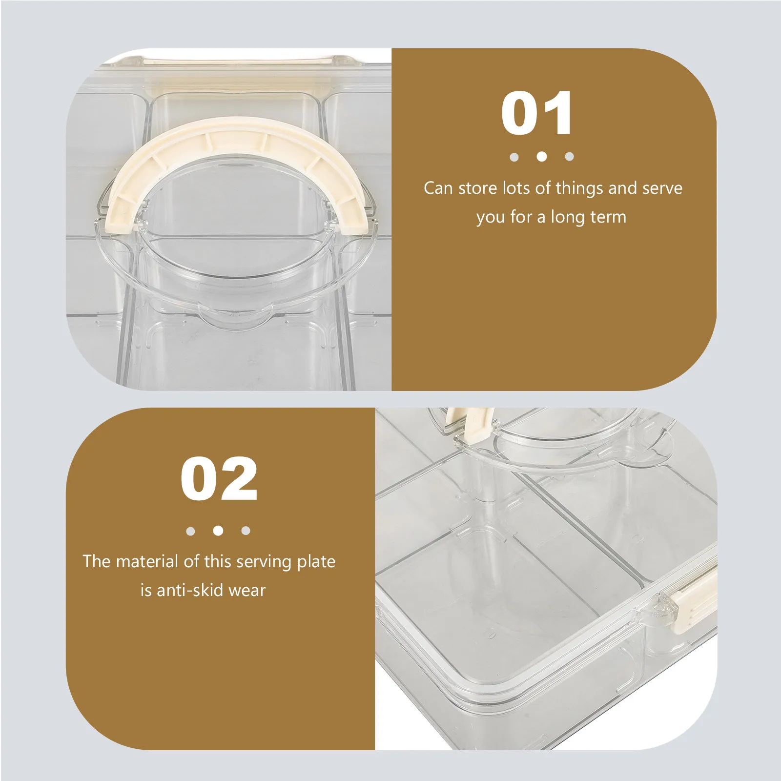 

Professional Snack Storage Box Anti-Deformation Candy Tray with Lid Divided Fruit Platter Reusable Serving Tray for Dining Table