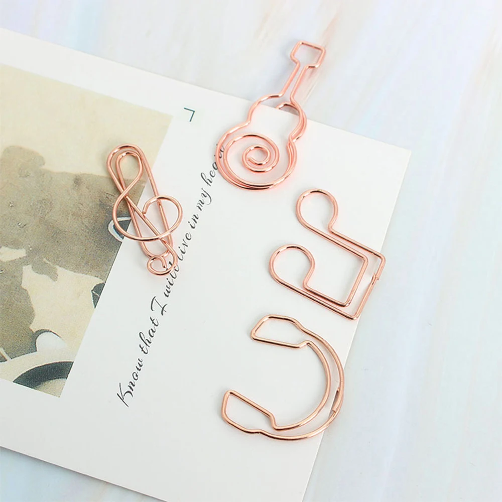 20Pcs Metal Music Note Shape Paper Clips Bookmark Binder Clip Creative File Clamp Decorative Clip for Office School Home