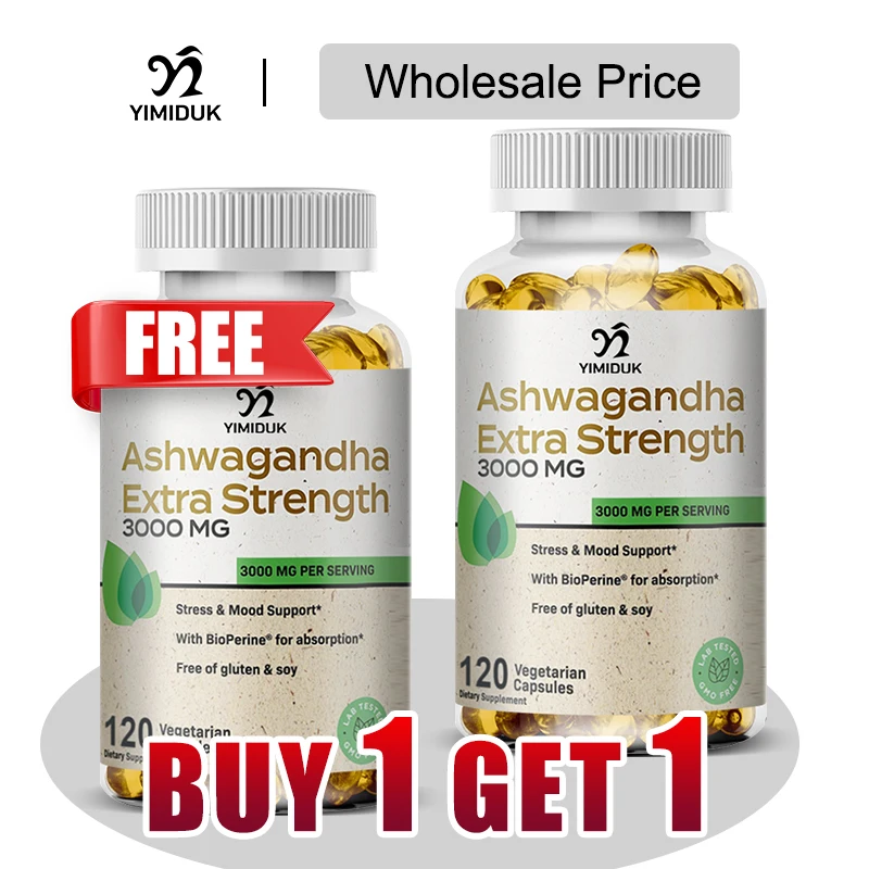 

Buy 1 Get 1 Free! Pure Ashwagandha Extra Strength 3000mg Supplement, for Stress Relief & Sleep, Deep Relaxation & Mental Clarity