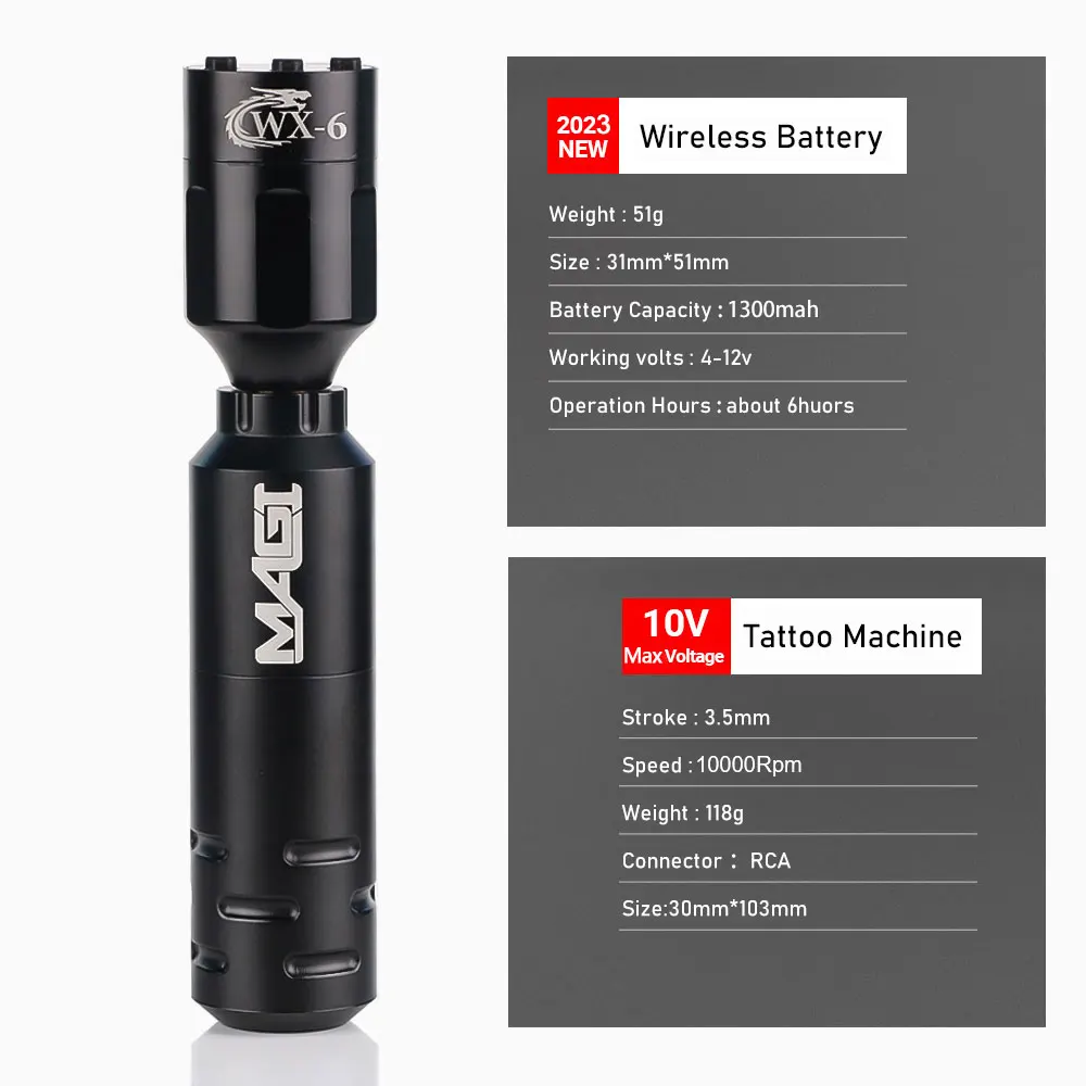 Mini Wireless Tattoo Machine Set With 2pc Wireless Tattoo Power Supply Battery RCA Interface Rotary Tattoo Pen Kit For Beginners